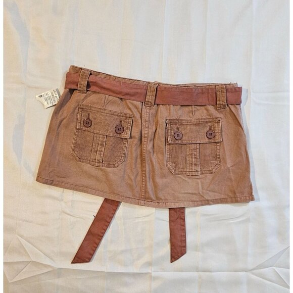 Vintage Y2K Refuge Cargo Micro Mini Skirt size 9 Peach/Brown Corduroy Pockets NE - Picture 4 of 5
